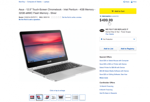 The Asus Chromebook Flip 2 was available for sale before it was taken down on Best Buy's website.