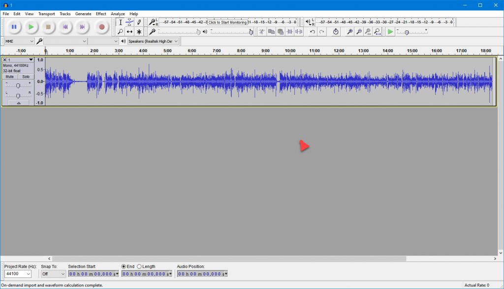 Chromebook rodando Audacity em Linux.