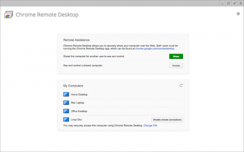 Chrome Remote Desktop is an app that'll let you connect to your Chrome-powered devices.