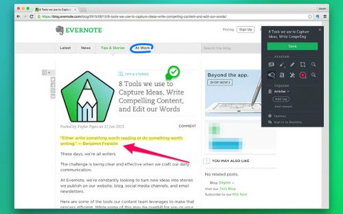 Evernote Web Clipper is one of the best apps for writers using the Chrome Browser.