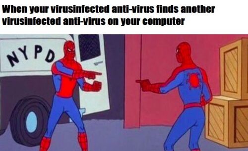 Spiderman computer virus meme.